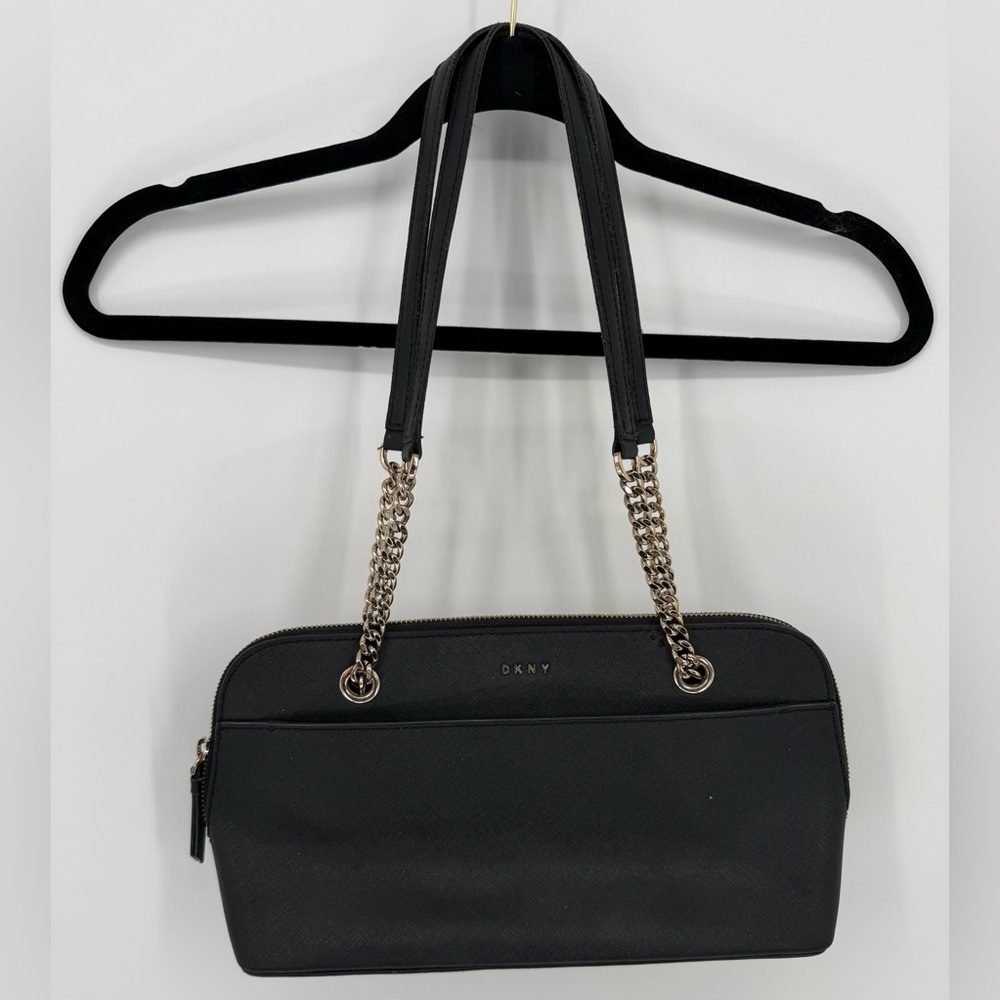 Dkny Bryant Black Leather Medium Satchel